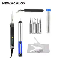 NEWACALOX EU Pulg 調節可能なデジタルサーモスタットはんだステーション液晶はんだごてリワーク電子溶接ツールキット 220 V 60 ワット