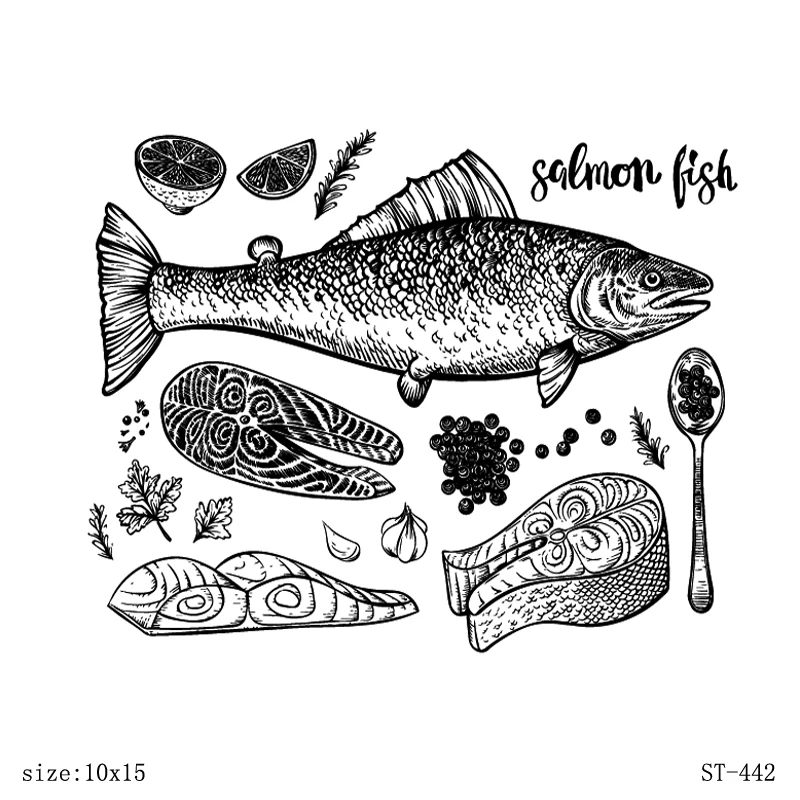 

AZSG Delicious fish Clear Stamps/seal for DIY Scrapbooking/Card Making/Photo Album Decoration Supplies