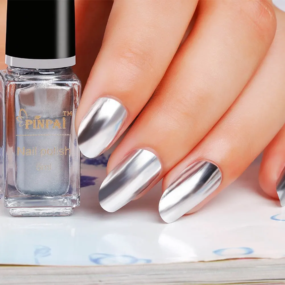 

1 Pcs 6ml Mirror Nail Polish Metallic Lacquer Silver Nail Mirror Effect Metal Gold Nail Gel Base Top Coat Nails Art Eco-friendly