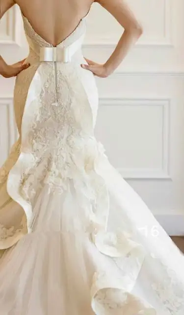 Romantic Mermaid Wedding Dresses Strapless Latex Vestidos De