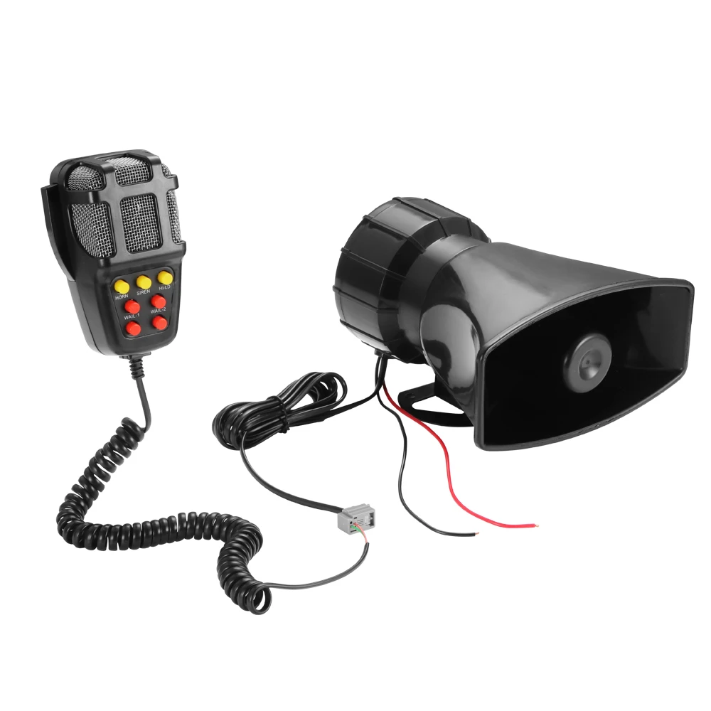 Car Alarm Horn 12V 100W Car Siren Vehicle Horn Mic PA Speaker System 7 Tone  Loud Security Alarm