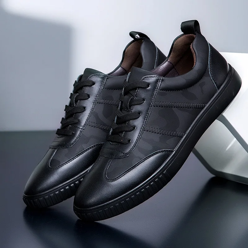 

BACKCAMEL 2018 New Men's Casual Shoes British Fashion First Layer Leather Men's Loafers Breathable Lightweight Vulcanized Shoes