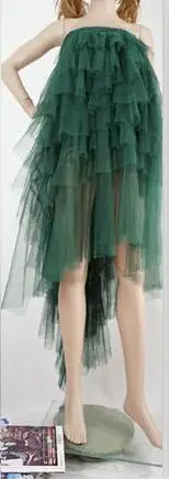 Модная черная длинная юбка Длинное Пышное с оборками многоярусная юбка из тюля в корейском уличном стиле розовая шикарная юбка-пачка для женщин с эластичной резинкой на талии - Цвет: Зеленый