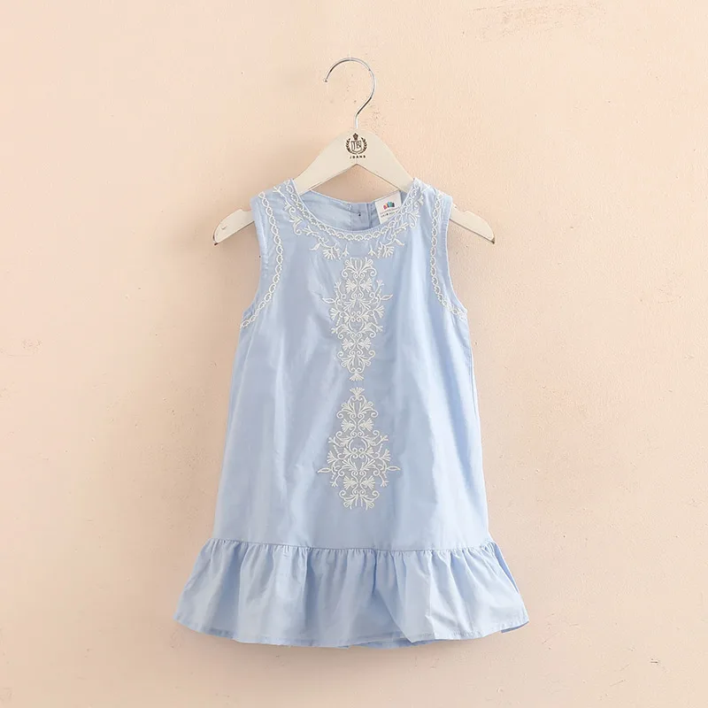 Brief Lace Embroidery Flower Floral Cotton Flounce Tank Sundress Sleeveless Kids Girls Dress 2 3 4 6 8 10 Years girls dress kids clothes
