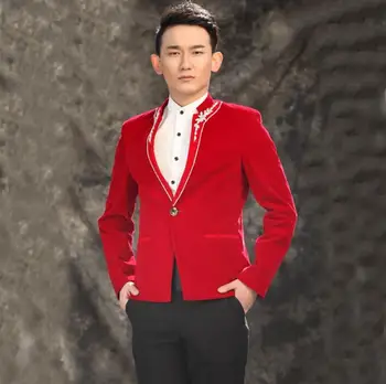 

men suits designs slim fit homme terno stage costumes for singers men red blazer dance clothes jacket star style dress punk