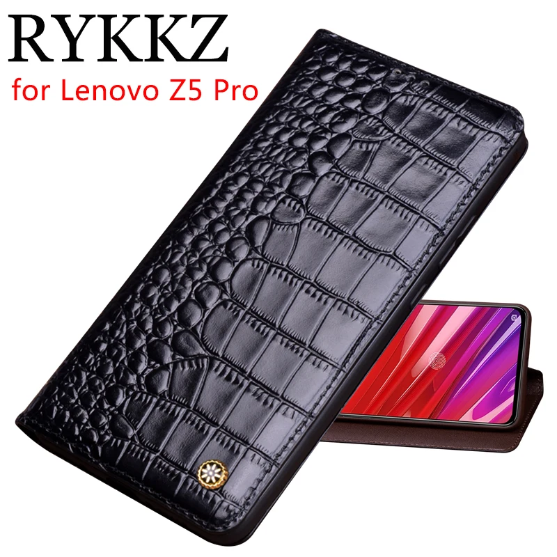 Чехол книжка RYKKZ из натуральной кожи для Lenovo Z5 Pro 6 39 дюйма магнитный чехол L78031