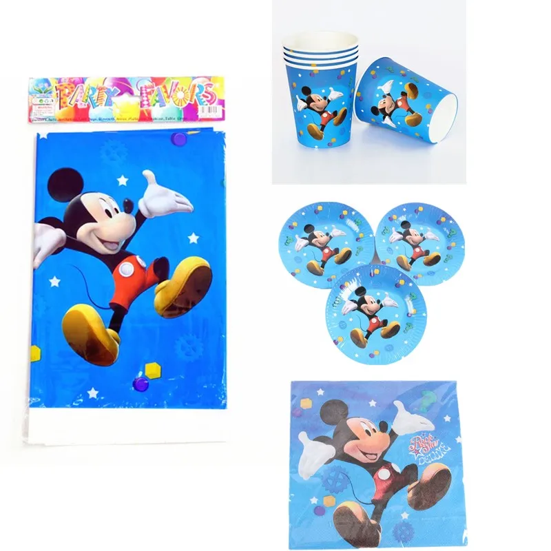 

41PCS Party Set Mickey Mouse Cartoon theme party Tableware Paper Plate Napkins For Kid Birthday Party Supplies Decoration