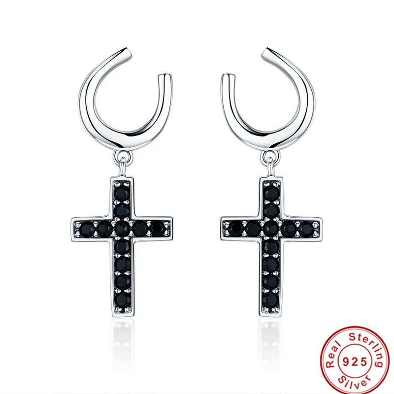 Лидер продаж 100% Серебро Подкова U Форма и христианский крест почетный DropEarrings для