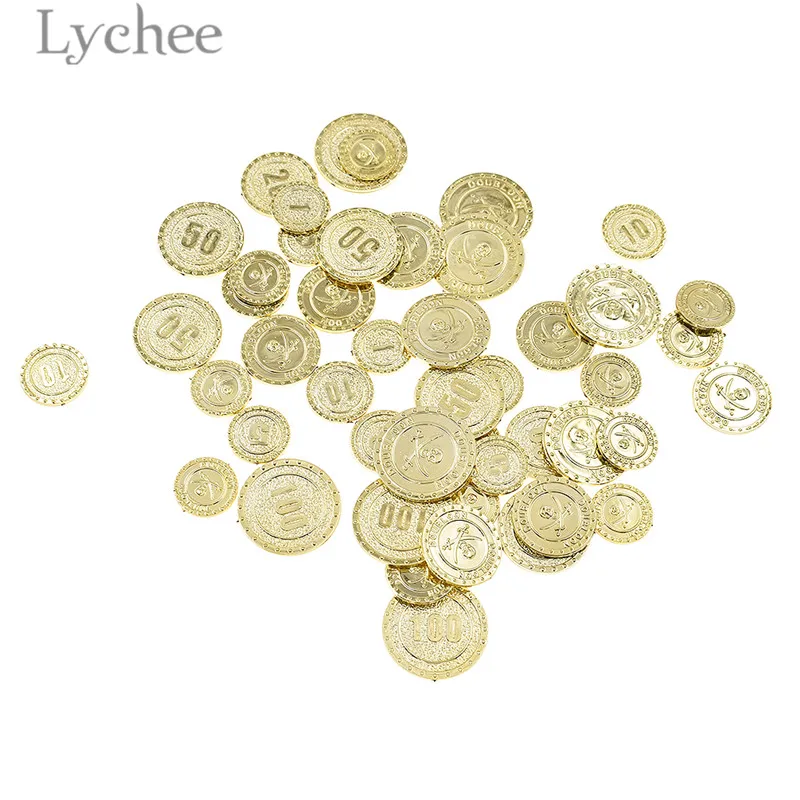 

Lychee 48pcs Plastic Pirate Gold Coins Pirate Theme Party Game Currency Party Game Favors Supplies