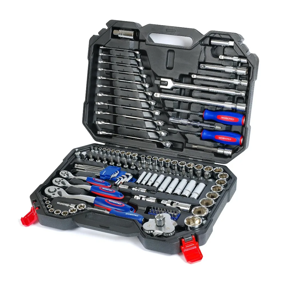 WORKPRO 123PC Tool Combination Torque Wrench Car Repair Tool Set Ratchet Socket Spanner Screwdriver Mechanics Tool
