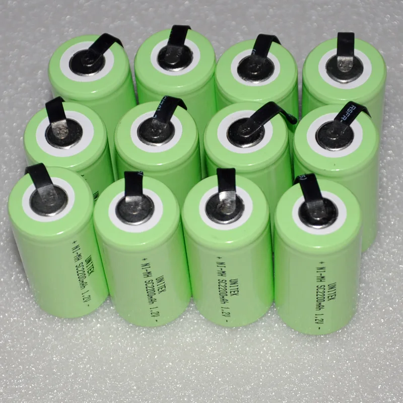 12pcs batteries 10-16 шт Sub C SC 1,2 V аккумуляторная батарея 2200mah Ni-MH nimh ячейка с вкладкой для сварки штифтов для пылесоса электрическая дрель - Цвет: 12pcs batteries