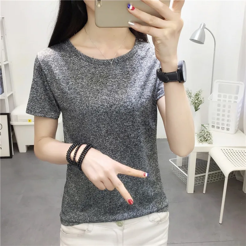 

New T Shirt Women Summer O Neck Short Sleeve Tshirt Fashion Solid Color Breathable Sport Casual Top Tee Shirts Female T-shirt