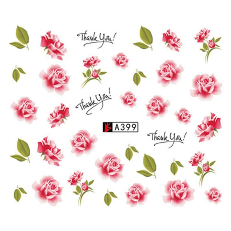 10 листов переводные наклейки для ногтей розовый цветок розы I Love You