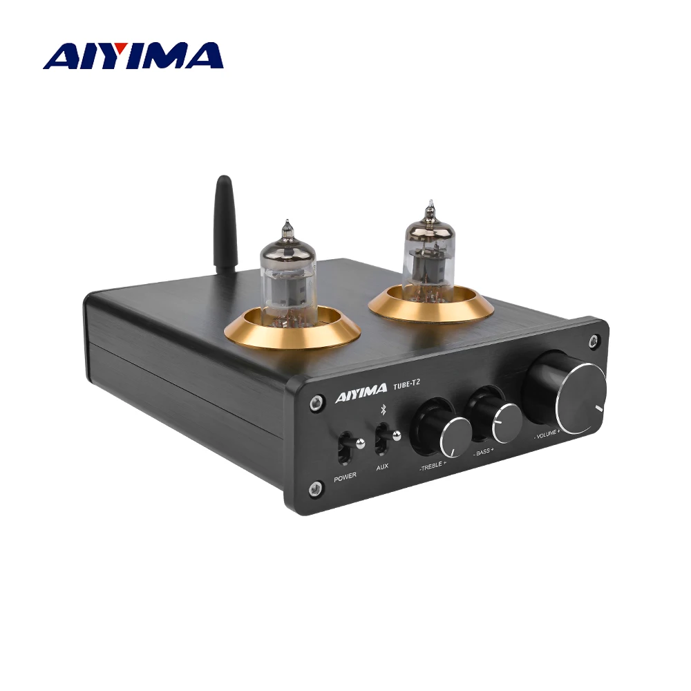 

AIYIMA 6J1 Vacuum Tube Amplifier Preamplifier HiFi Bluetooth 5.0 Preamp AMP With Treble Bass Tone Adjustment Home Sound Theater