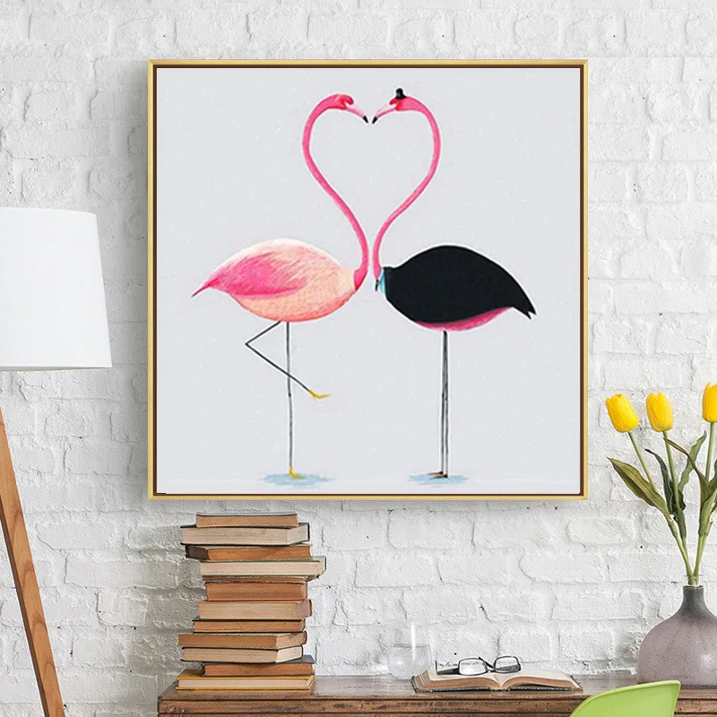 

DIY Needlework Cotton Thread Painting Precision Printing Cross Stitch Embroidery Kits Cartoon Flamingo New Year Home Decor