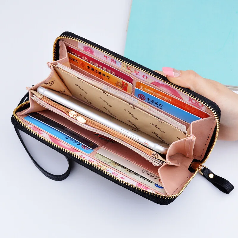 Brand Designer Leather Phone Wallets Women Purses Long Zipper Red Coin Wallet Female Money Bag Credit Card Holder Clutch Wallets