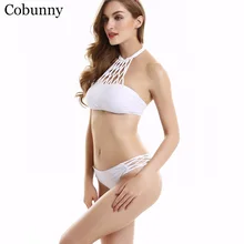 Cobunny Новый Стиль Sexy Бандо Бикини Установить Мягкий Топ Strappy Сексуальное Бикини 2017 Купальник Купальный Костюм Сексуальная Заниженной Талией Купальных Костюмов