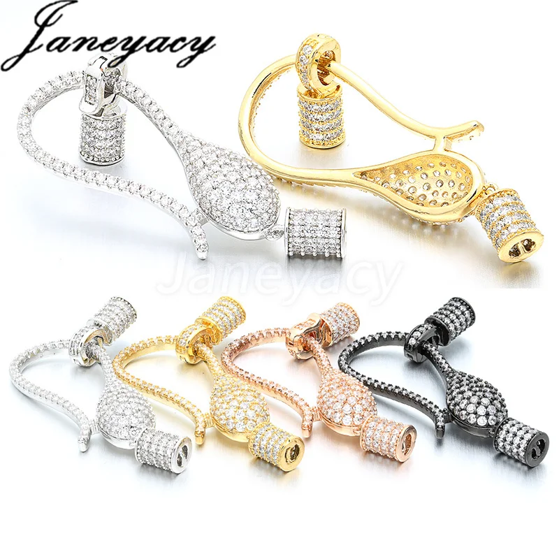 

High Quality Brass Cubic Zirconia Accessories Connector Lobster Clasps DIY Necklace Pendant Accessories Jewelry Making L53*W16mm