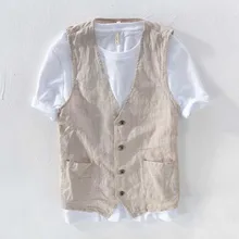 New Arrival Linen Vest for Summer Man's Vest Striped Thin Casual Waistcoat Men Literature Slimming Suit Vest Male Clothing New Arrival Linen Vest for Summer Man's Vest Striped Thin Casual Waistcoat Men Literature Slimming Suit Vest Male Clothing