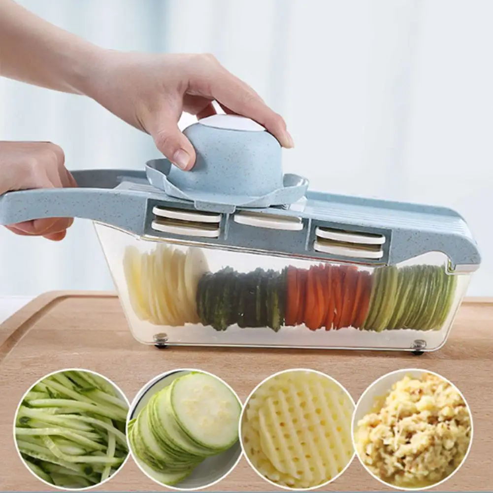 

Fruit Vegetable Tools Grater Rubbing Radish Potato Chip Slicing Multi-function Chopping Machine Kitchen Gadgets Random Color