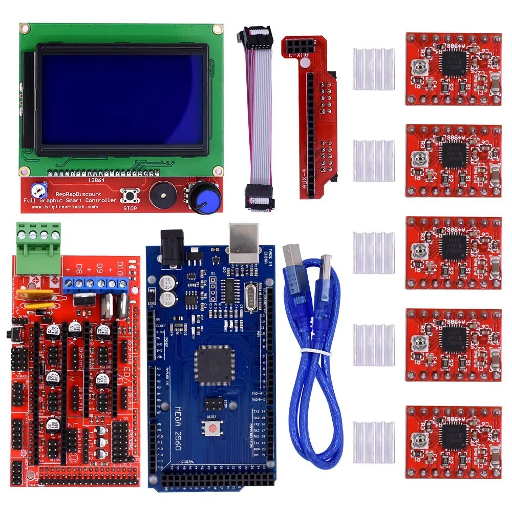 Комплект 3D принтера с ЧПУ Mega 2560 R3 + Reprap RAMPS 1 4 контроллер ЖК дисплей 12864 5 шт. шаговый