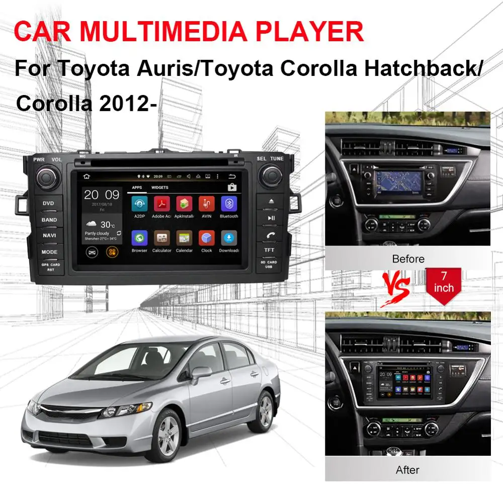 Perfect Android 8.0 Octa Core 4GB RAM Car GPS Navigation Head Unit For Toyota Auris/Toyota Corolla Hatchback/Corolla 2012- DVD Player 3 Perfect Android 8.0 Octa Core 4GB RAM Car GPS Navigation Head Unit For Toyota Auris/Toyota Corolla Hatchback/Corolla 2012- DVD Player 3