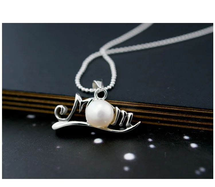 

MOM169 925 Sterling silver necklace pearl pendant for mother gift, free shipping