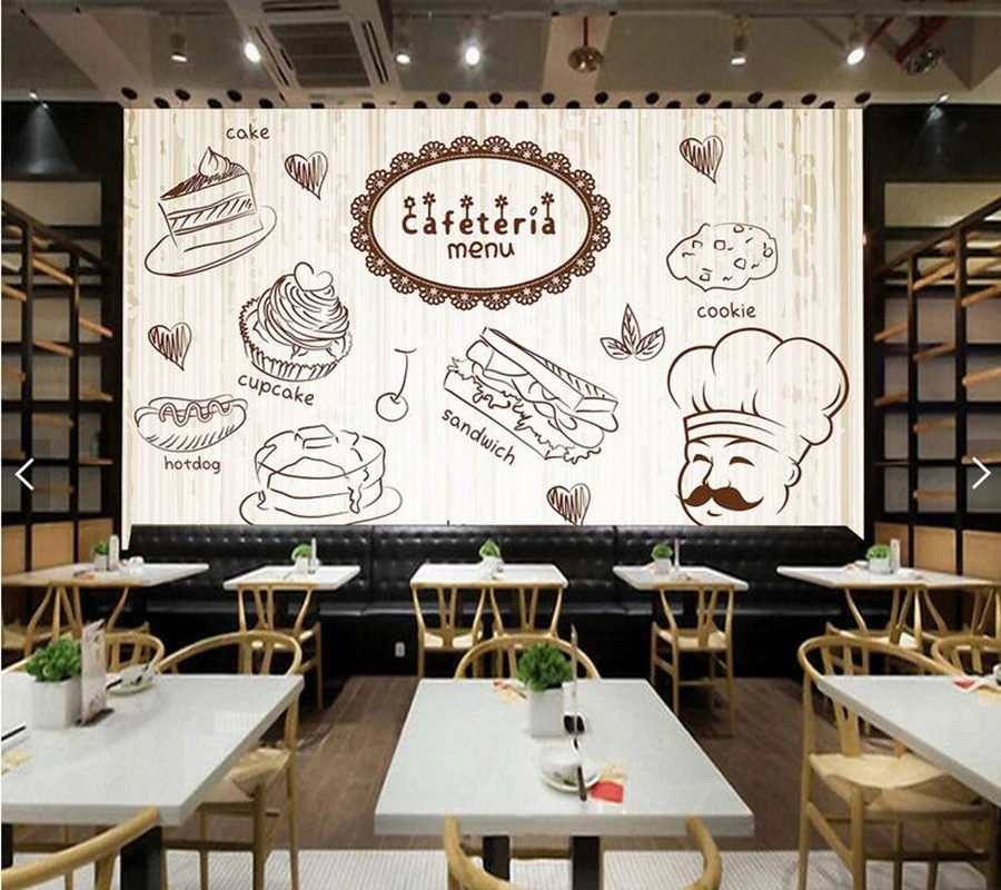 Custom kitchen wallpaper, coffee fresco for coffee shop ...