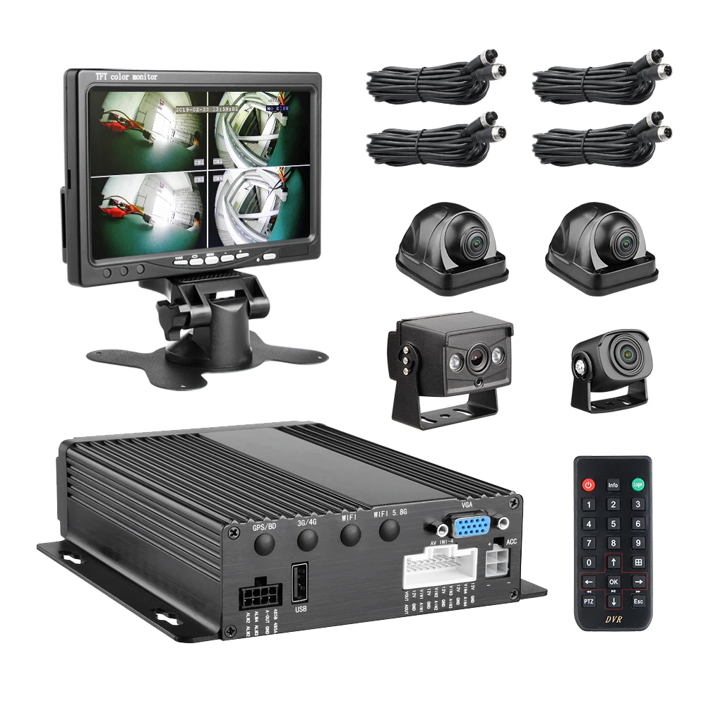 2019 Новый MDVR набор 4CH автомобильный Мобильный DVR с 4 ПК AHD 1.3MP мини панорамная камера