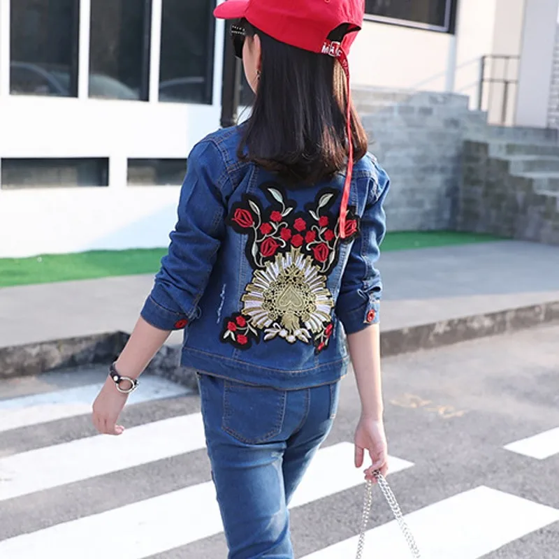 

New Denim Jacket Girls Jeans 4-12 old Spring Autumn Kids Coat Baby Jacket 9NT052