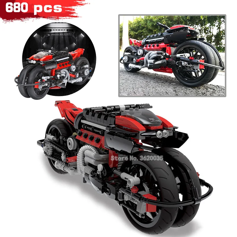 

City Racing Motorcycle Double Wheel Technology Mechanical Car Building Blocks Series Suit Moc Assemble Model Toy Gift Legoinglys