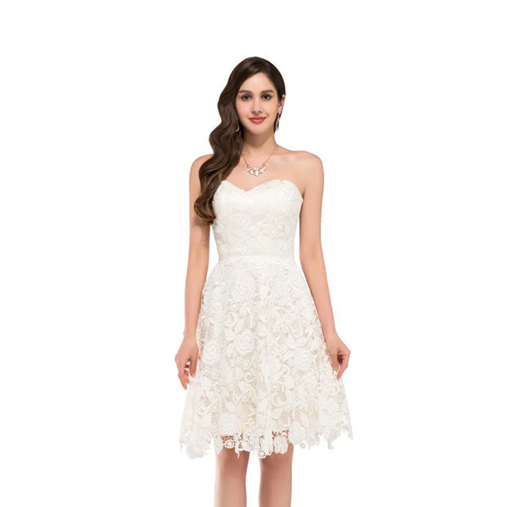 Ivory Vintage Lace Short Wedding Dresses Beach Style Bridal Gowns Bride Wedding Dress Robe de Mariee 0118 12