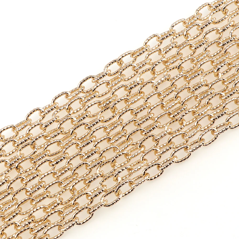 

Aluminum Metal Rose Gold Oval Shape Necklace Chains Bulk Fit Bracelets Findings Open Link Chain For DIY Jewelry Making