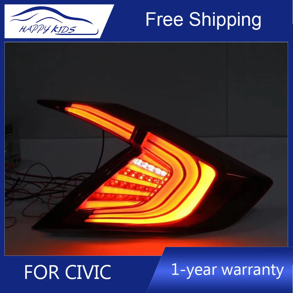 Free ship by EMS Tail Lights For Honda Civic 10G 2017-2019 Led Rear Fog lamp Lamp DRL+Brake+Park+Signal lights | Автомобили и