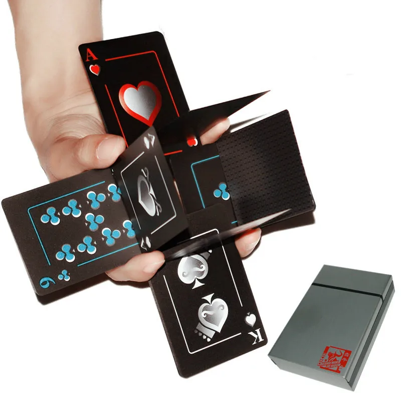 Waterproof Creative Black Plastic Poker Personality Flower Cut Cards in 