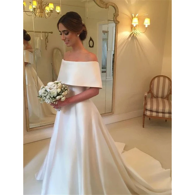White Satin Bridal Dresses Fashion Dresses
