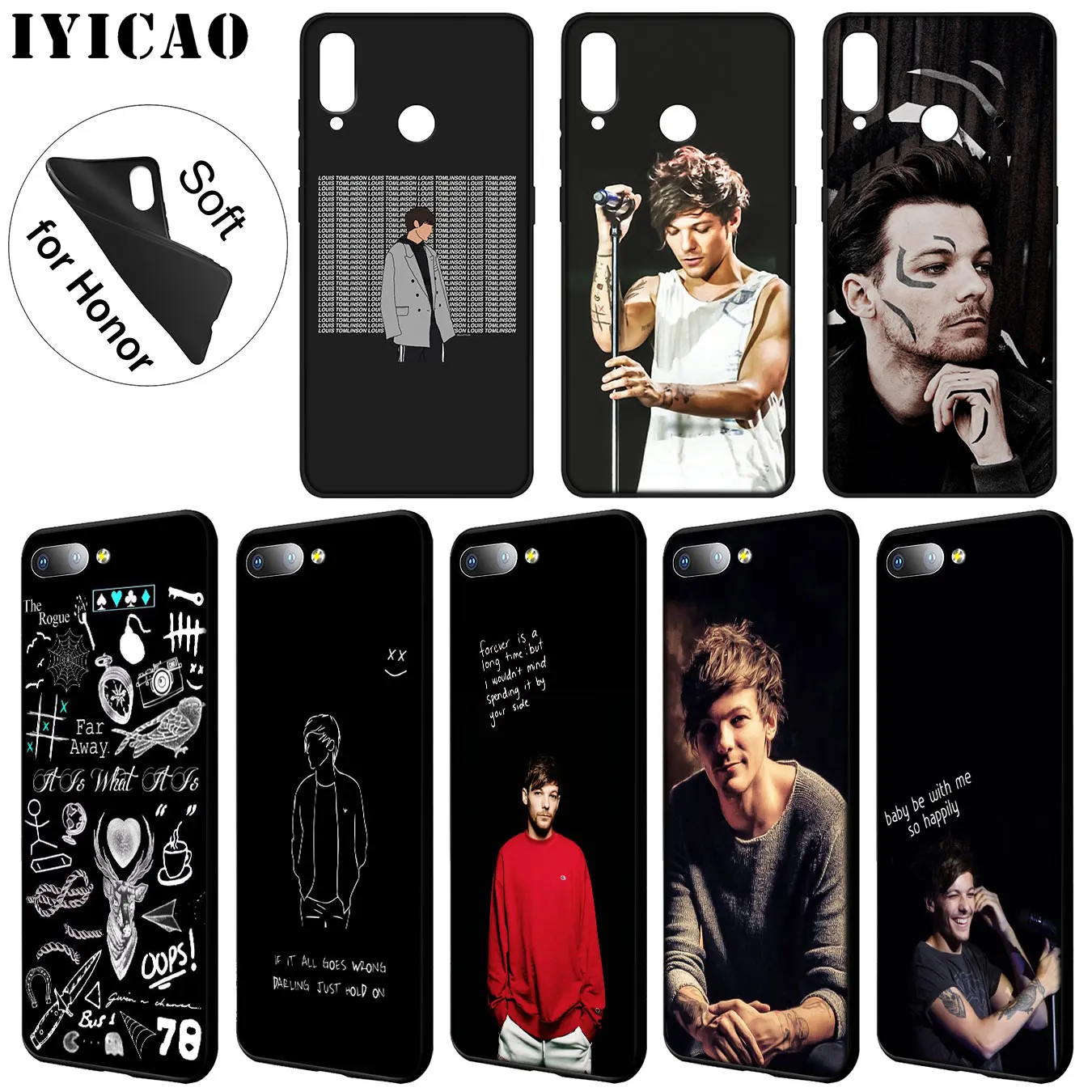

IYICAO 1D Louis Tomlinson Soft Silicone Phone Case for Huawei Y9 Y7 Y6 Prime 2019 Honor 20 8C 8X 8 9 9X 10 Lite 7C 7X 7A Pro