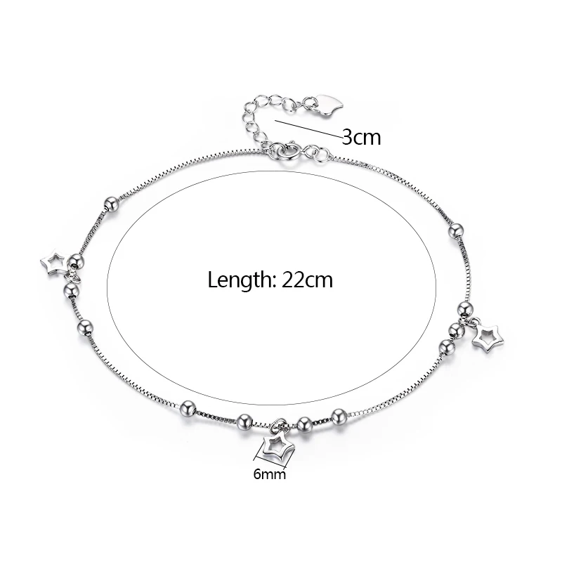 925 пробы серебро цепочка коробка в виде звезды ног Ювелирные изделия для Для женщин девушки ноги браслет Cheville enkelbandje halhal tobillera