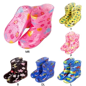 

Children Rain Boots Cartoon Animal Fashion Princess Kids Plus Velvet Warm Rubber Antiskid Student Water Shoes 2-5Y