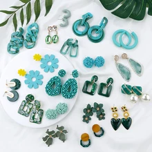 AENSOA-pendientes colgantes geométricos coreanos, múltiples pendientes colgantes únicos, diseño de flores, de resina acrílica, 2021