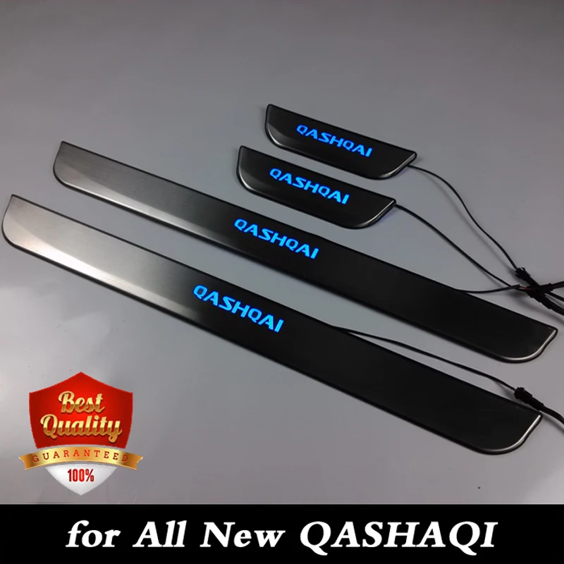 

Stainless Steel LED Door Sill Scuff Plate Door Sill Threshold for All New QASHQAI 2014-2020 Blue light