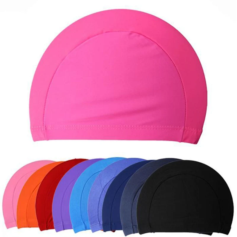 

Siwm Pool Swimming Cap Hat Adults Men Women Sporty Ultrathin Adult Bathing Caps Free Size Fabric Protect Ears Pure Color