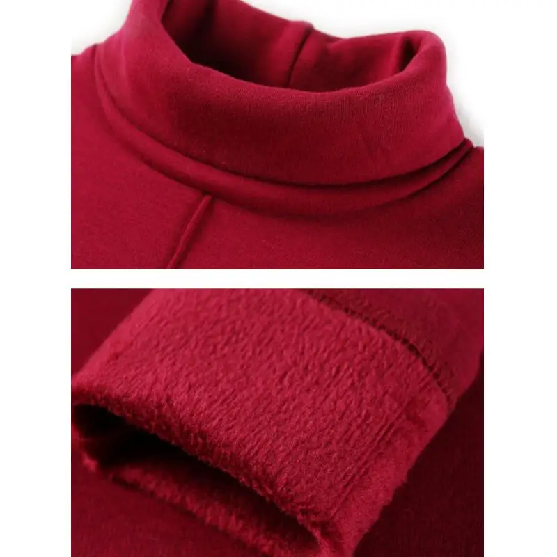 Harajuku Thick Warm T Shirt Women Autumn Winter Long Sleeve Turtleneck Basic T-shirts Female Tops Plus Size S-3XL WS9745V