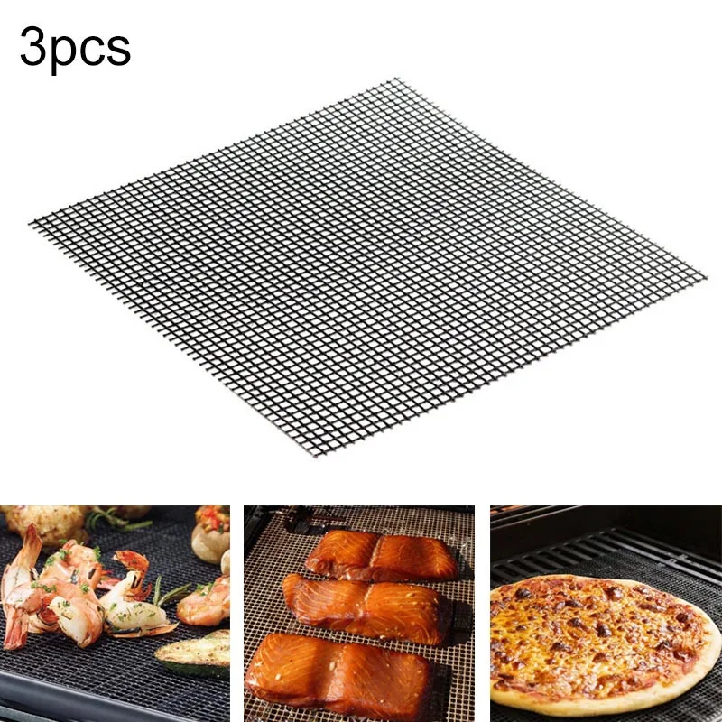 

3 Pcs/Set BBQ Grilling Mats Reusable Non-stick Round Square Barbecue Baking Mesh Cooking Tool MDP66