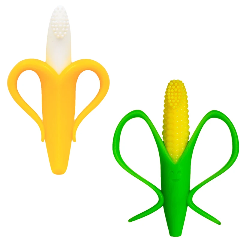 

10Pcs Silicone Teether Baby Teething Toys Banana Corn Teether Infant Oral Care Toothbrush Chewing Toy Fruit Teethers Wholesale