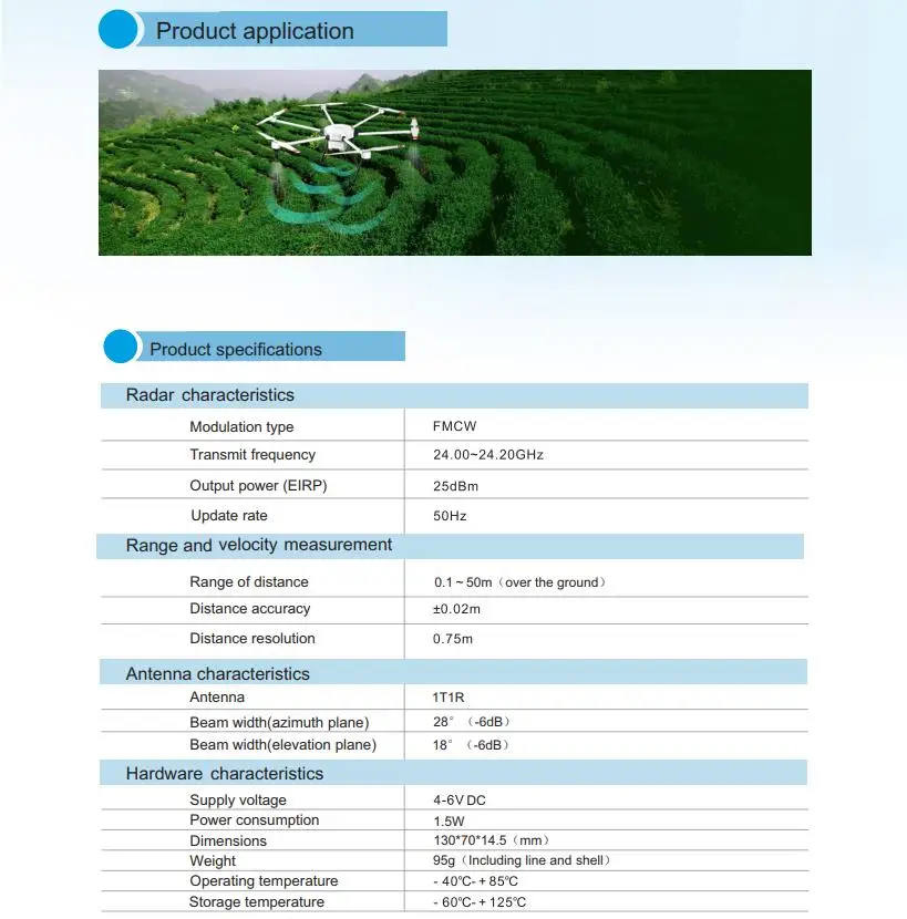Nanoradar-ISM высотомер Высота Мера радар вместо Lidar для сельского хозяйства БПЛА Drone анти столкновения и начиная