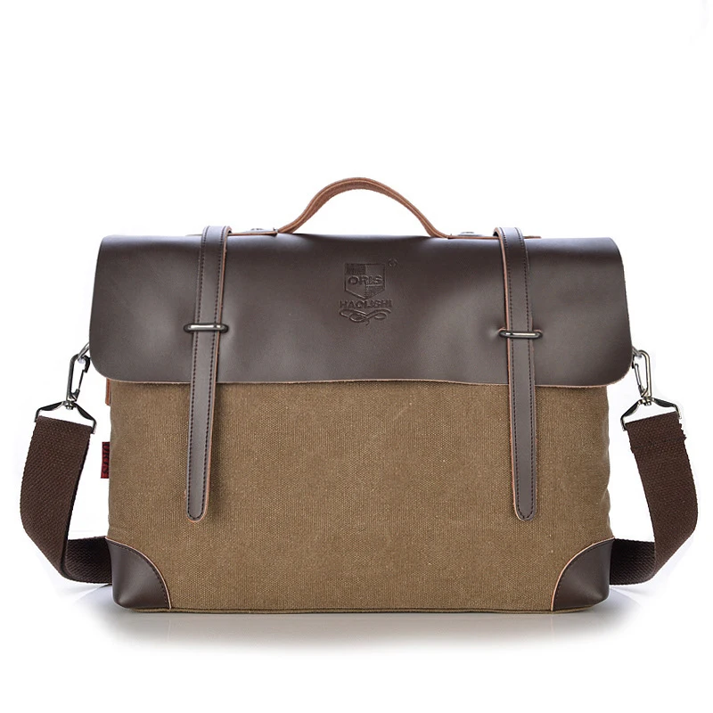 Aliexpress.com : Buy Cow Leather Handbag Canvas Bag Men Messenger ...