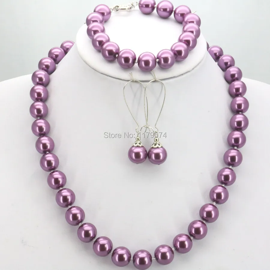 Аксессуары рождественский подарок набор из 12 мм фиолетовых круглых жемчужных