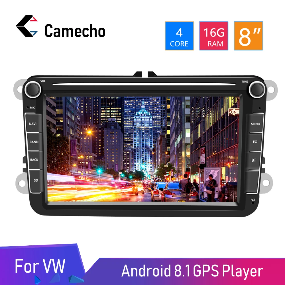 Vente Camecho Android 8.1 MP5 lecteur multimédia autoradios GPS 8 pouces Audio stéréo pour Seat Skoda Passat Golf Polo Bluetooth Auto Radio