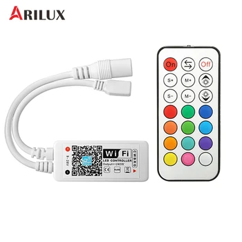 

ARILUX AL-LC11 Mini LED WIFI APP Controller + RF Remote Control For RGB + Warm White + White LED Strip DC9-28V